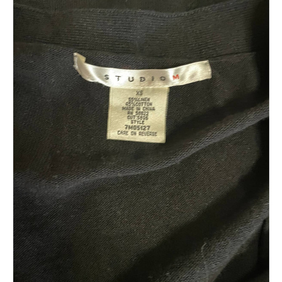 Studio M Womens Button-Up Peplum Cardigan V-Neck 3/4 Sleeve Size XS Black - Picture 7 of 7